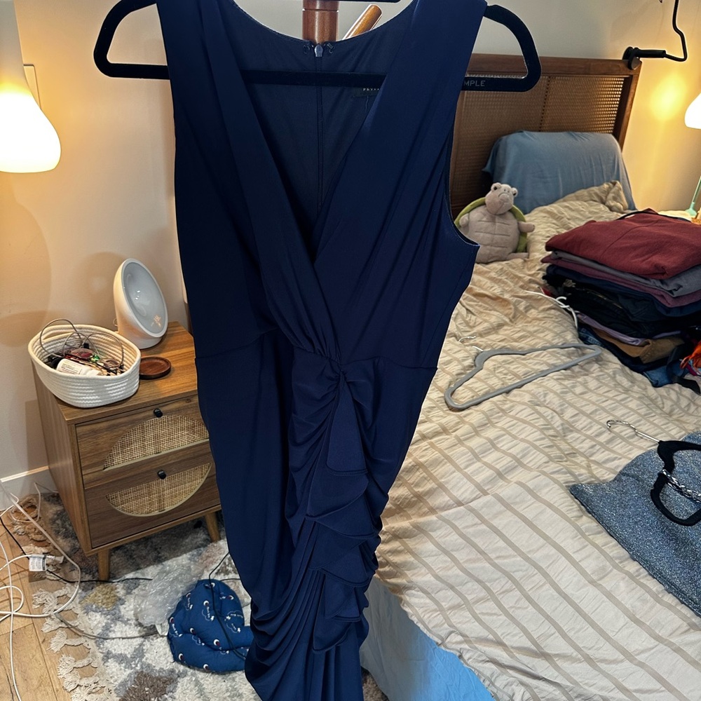 Laura Evening Long Navy Blue Sleeveless Dress